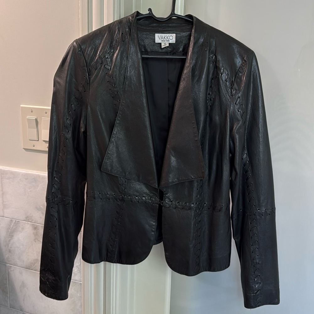 Leather Vakko Blazer Jacket - Black Size M